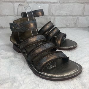 Gladiators Style Bronze Metallic Leather Sandals